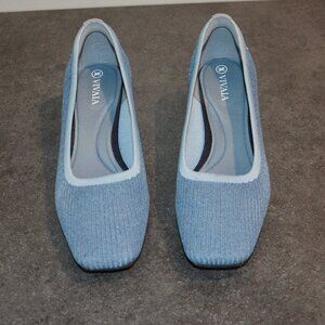 Vivaia Square-Toe Chunky Heels (Melody)  Color: DENIM BLUE  Size: US5.5